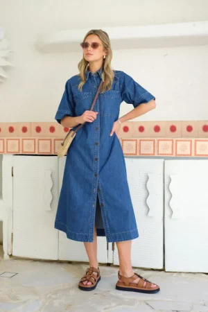 Denim|Dresses^Ceres Life Ava Short Sleeve Midi Dress
