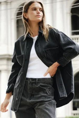 Denim|Shirts^Ceres Life Bobbi Side Pocket Denim Shacket