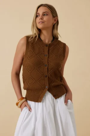 Tops|Short Sleeve Tops^Ceres Life Dahlia Diamond Knit Vest