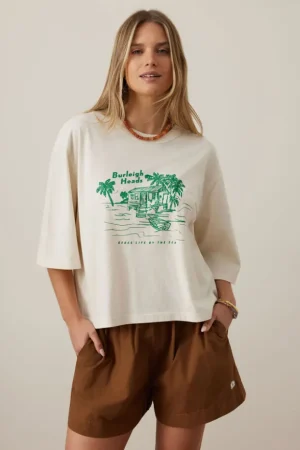 Tees|Tops^Ceres Life Macy Print Tee Buff/burleigh Heads