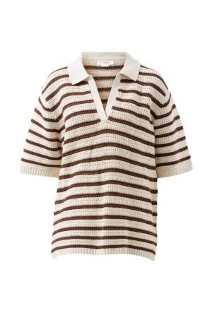 Short Sleeve Tops|Tops^Ceres Life Molly Textured Stripe Short Sleeve Knit Tunic Choc Stripe