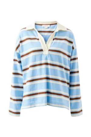 Tops|Long Sleeve Tops^Ceres Life Shelby Slouchy Rugby Top Powder Blue/toffee Stripe