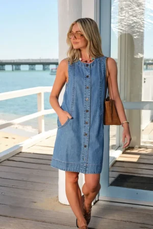 Denim|Dresses^Ceres Life Suki Shift Dress Fresh Indigo